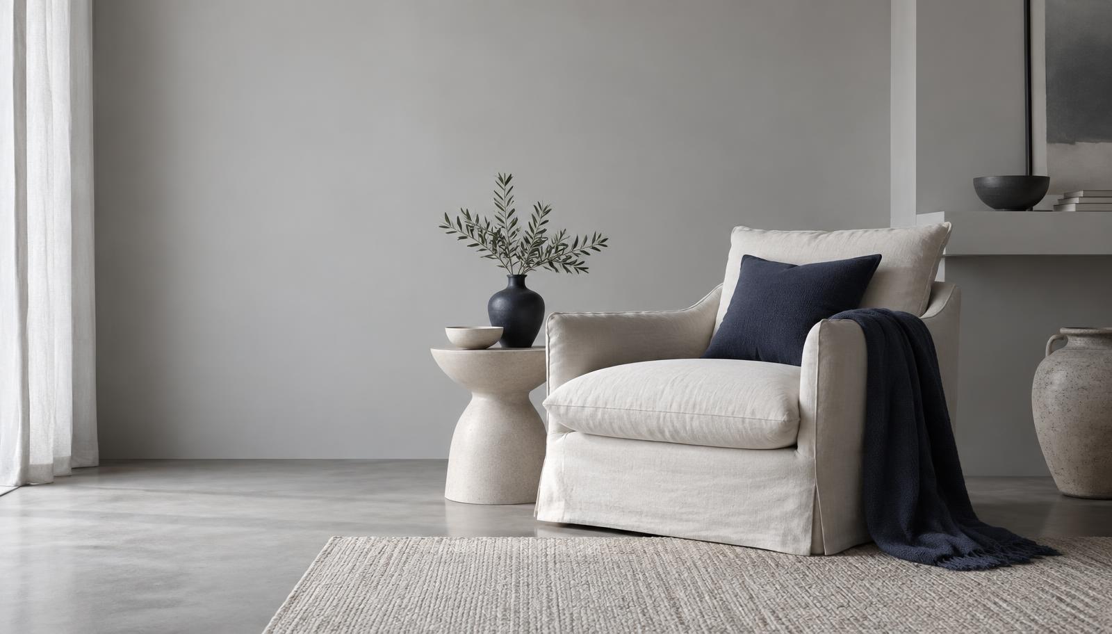 Ambiente neutro com peças selecionadas pela ALTENZE HOME
